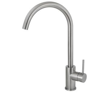 Deluna Sink Mixer Gooseneck Brushed Stainless