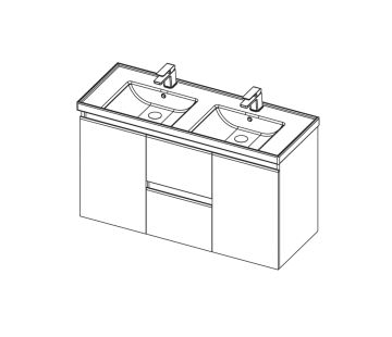 Dusk 1200 Double Basin, 2 Doors, 2 Drawers