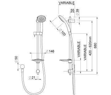 Echo 3 Function Slide Shower