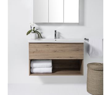 Soft 1000 Wall-Hung Vanity 1 Drawer, 1 Open Shelf