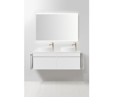 Soft Solid Surface 1300 Wall-Hung Vanity, 2 Drawers, Double Bowl