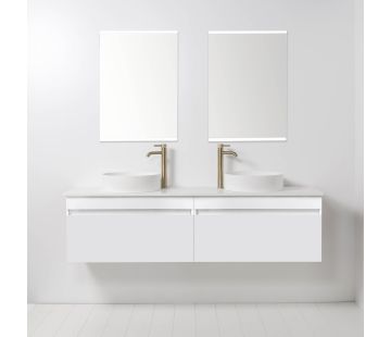 Soft Solid Surface 1760 Wall-Hung Vanity, 2 Drawers, Double Bowl