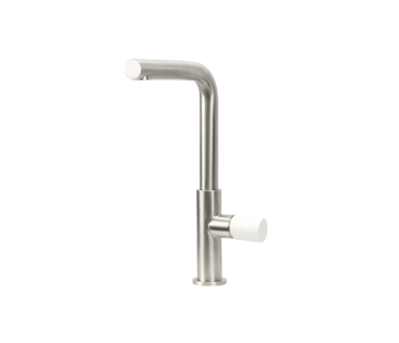 Urban Minimalist Mixer Brushed Stainless (White Handle)
