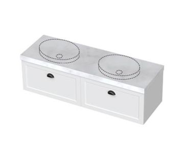London 1500 Handle Wall Double Vanity - 2 Drawer 