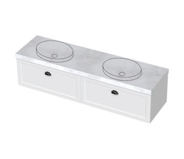 London 1800 Handle Wall Double Vanity - 2 Drawer 