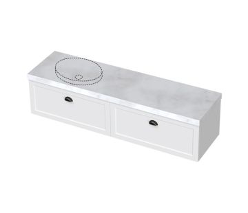 London 1800 Handle Wall Left Vanity - 2 Drawer 