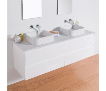 Moode 1500 Wall-Hung vanity, Double Bowl, 4 Drawers