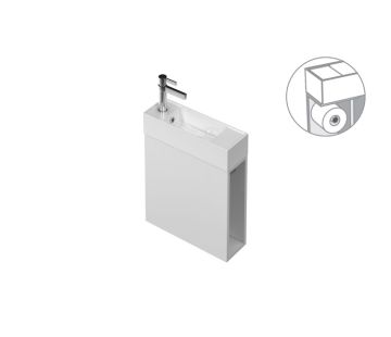 Spin 450L Wall Vanity - 1 Door + Toilet Paper Holder + Towel Hook