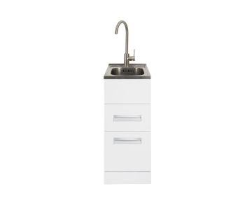 Studio Laundry Tub 360mm, Drawer Model with Brushed Gooseneck Mixer
