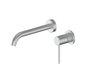 Textura Wall Basin Mixer - Brushed Stainless