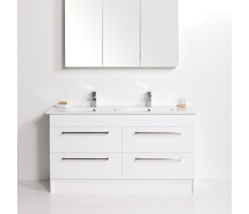 Zara 1500 Floor Standing Vanity, 4 Drawers, Double Bowl